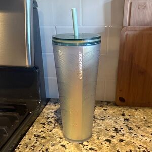 Starbucks Pearl White Tumbler with Mint Straw